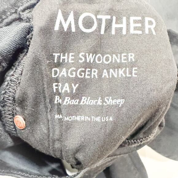 Mother The Swooner Dagger Ankle Fray Baa Baa Black Sheep Lace Denim Jean Size 25 - Picture 6 of 9
